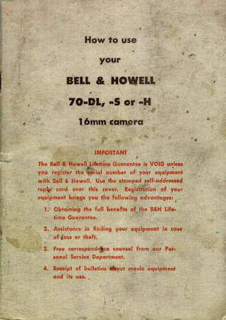 BELL & HOWELL Filmo 70DL User Manual pdf
