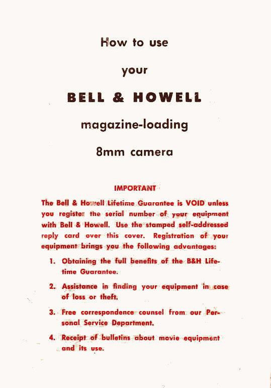 Manuel BELL & HOWELL FILMO  Auto-8 172-B pdf