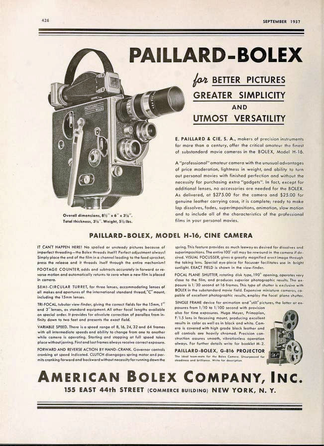 Publicité BOLEX H16